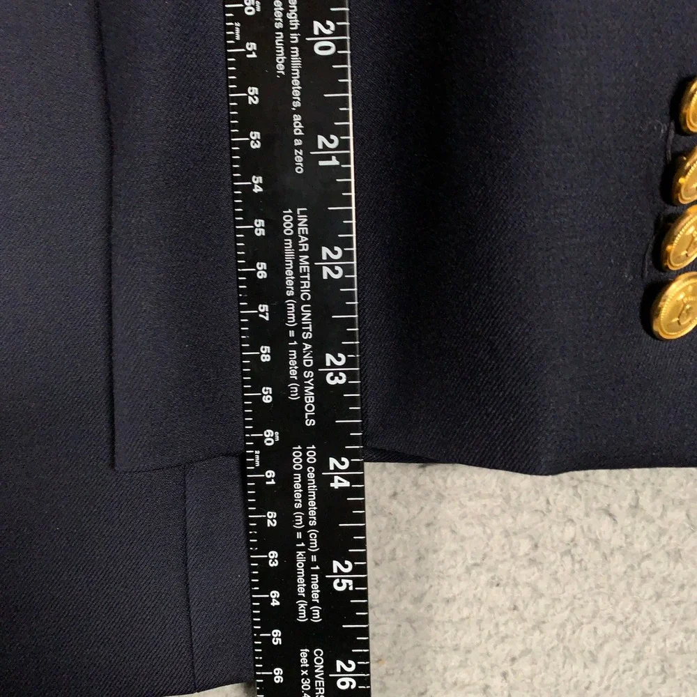 Lauren Ralph Lauren Wool Blazer Mens 40S Navy Blue Gold Crest Button Sport Coat